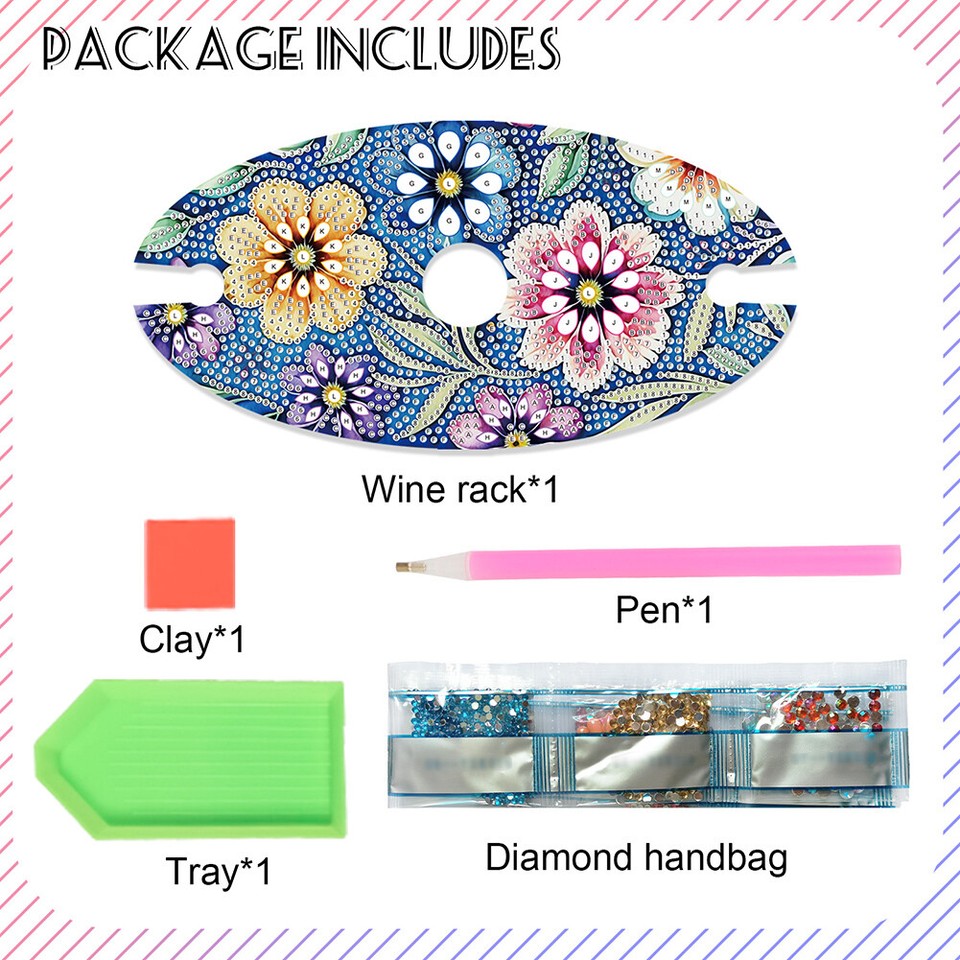Acrylic Special Shaped Flower Art Diamond Art Wine Glass Organizer for