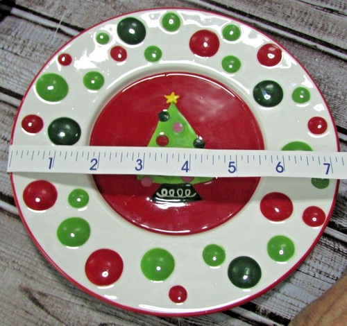 Yankee Candle großer Schirm & passender Teller Weihnachten Punkte & Streifen Ellen Krans - Bild 7 von 10