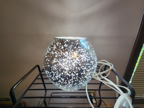 IKEA Knubbig Table Lamp Metallic Silver 7” Glass Globe Space Accent Light Round - Picture 2 of 2