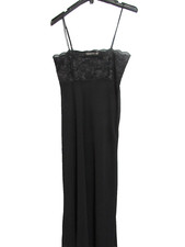 VTG. VICTORIA'S SECRET SHEER NEGLIGEE LONG NIGHTGOWN BLACK M/L SPAGHETTI STRAP