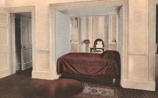 Vintage Postcard Monticello Home of Thomas Jefferson In front Alcove Bed VA