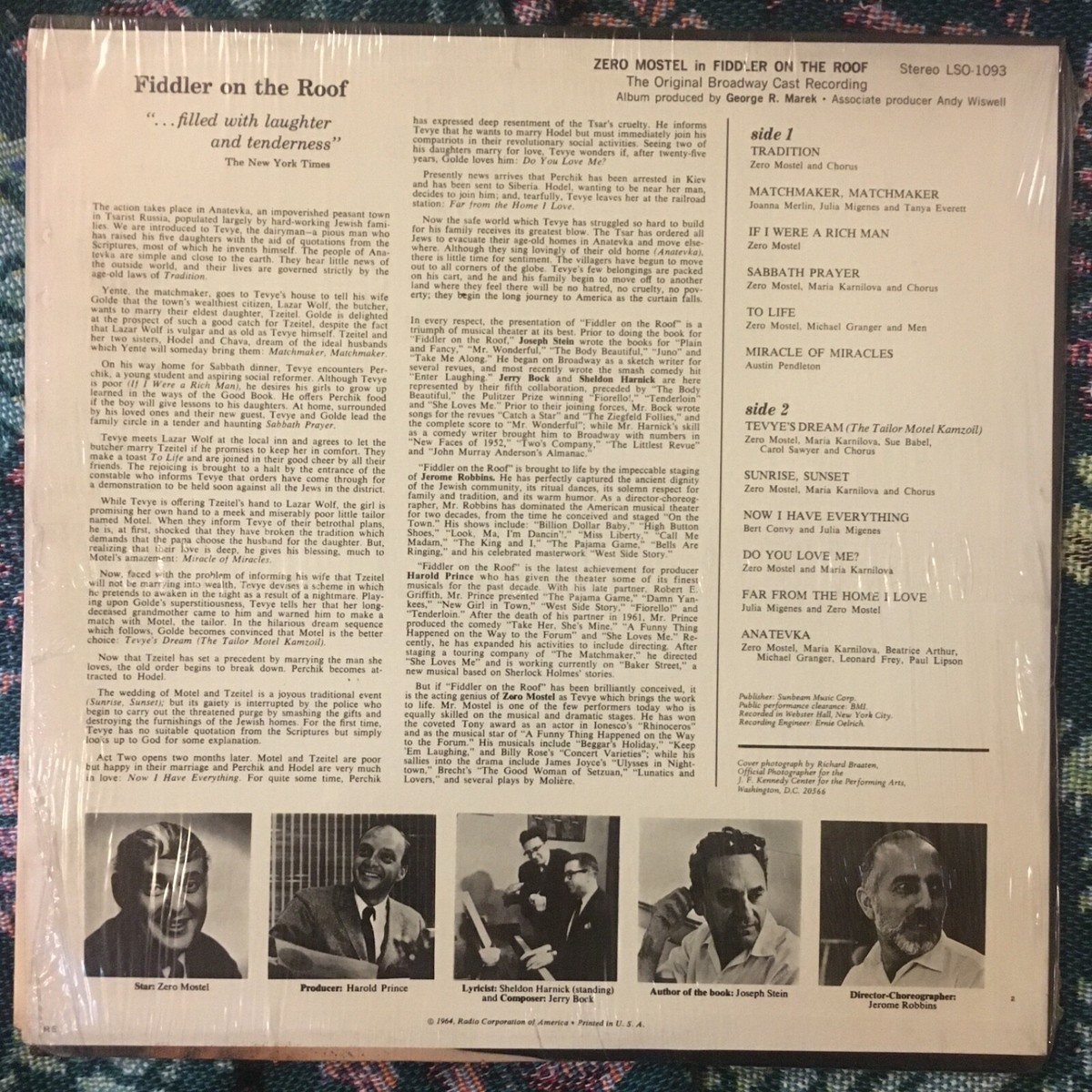 FIDDLER ON THE ROOF Zero Mostel Original Broadway Cast Recording