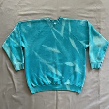 VTG 1990s Fruit Of The Loom Blank Sweatshirt Adult XL Blue Aqua Acid Wash Dye