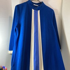 70s VTG JCPenney Loungewear Long House Robe Size 14 Misses Blue And White