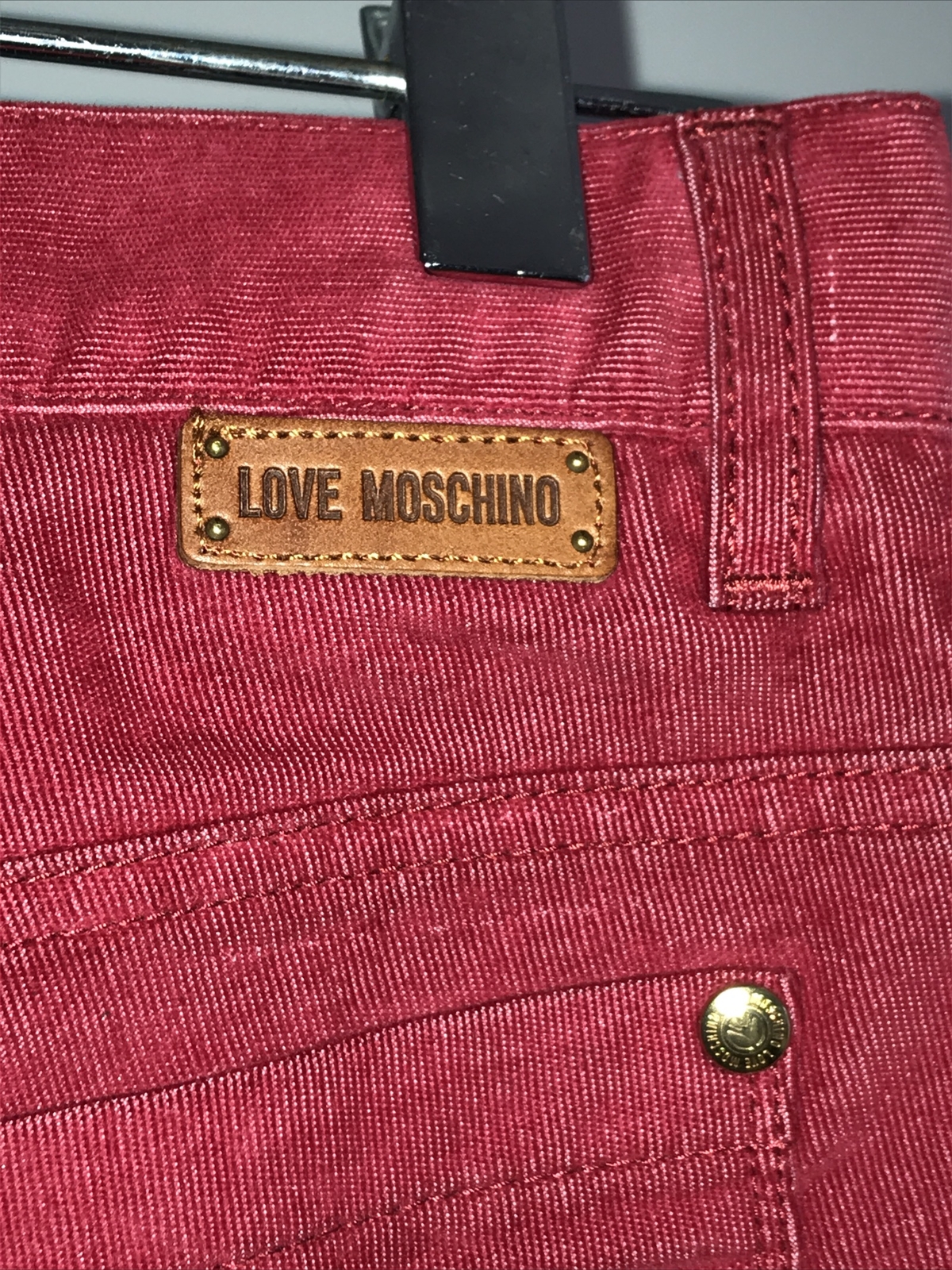 1990s VLove Moschino Red Velvet/Fine Needlecord Jeans,  Size 26, Inside Leg 32" 7