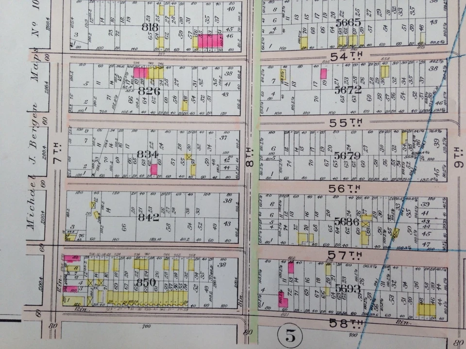 1907 MIDWOOD BOROUGH PARK BROOKLYN NY WASHINGTON CEM. AV K-FOSTER AV ATLAS MAP   - Image 2 of 3