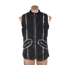 Columbia Leather Garments Vest Sheppa Lined Blue ACME Zippers Vtg 60s Canada