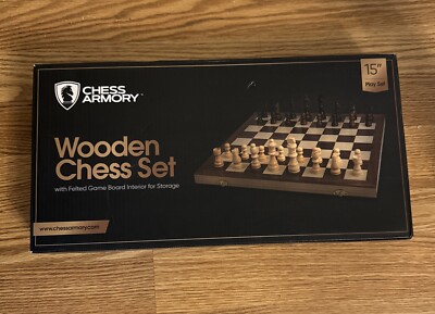 Chess Armory Wooden Chess Set 15 Inch Portable Travel Chess Board Game