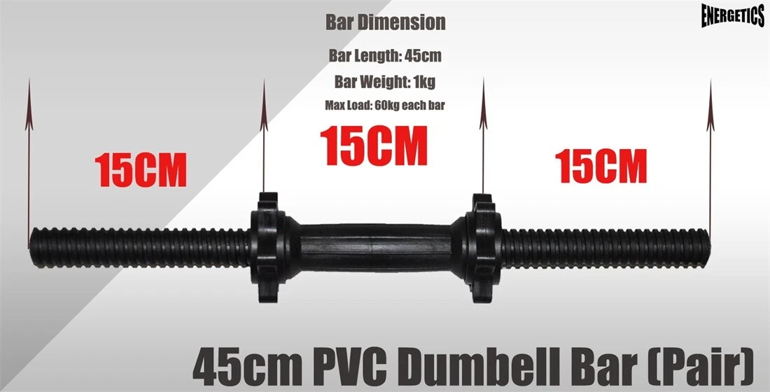 45cm - 1 Pair Dumbbell Bar 25mm Diameter - PVC Coated Dumbell Handle