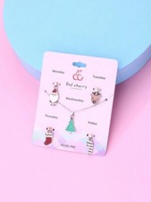 Girl's Christmas Tree Charm Necklace  4 Pendants