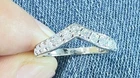 Round Cut Moissanite V Shape Ring 925 Sterling Silver Chevron Wedding Band Sz 7