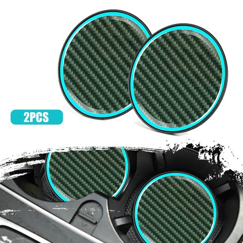 2x Luminous Carbon Fibre Car Interior Cup Holder Light Mat Pads Drink Coaster - Picture 5 of 8