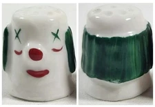 Vintage Green Hair Clown Porcelain Thimble