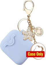 Secure Lock Silicone Case for AirPods 1  2, Bling Keychain, Soft Protective Cov
