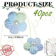 Crochet Flower Patches, Handmade Knitted Appliques, 40Pcs 0.98", Green/Blue/V...