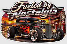 Fueled By Nostalgia Hot Rod Sticker Classic Car Retro Vintage Gearhead Decal
