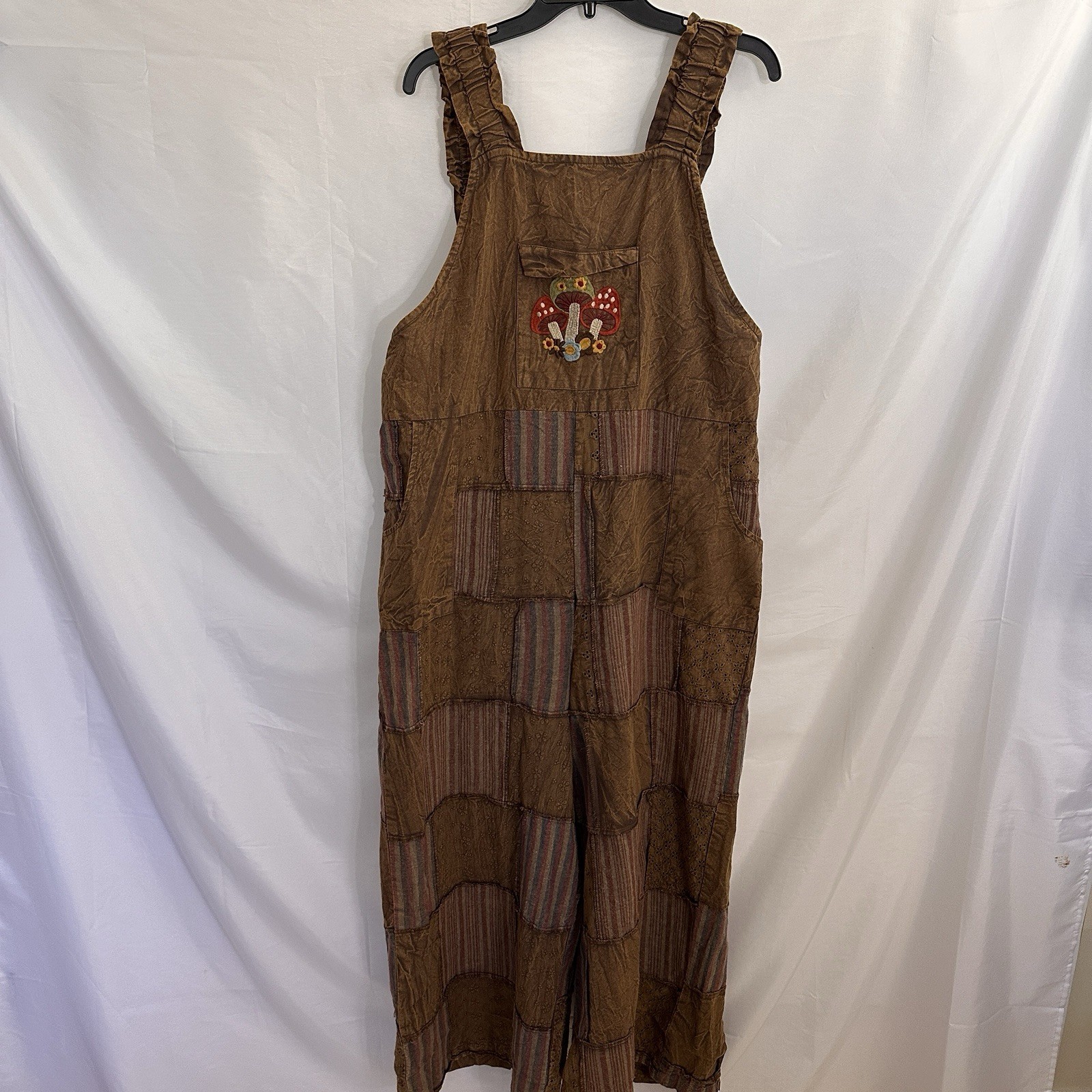 Earthbound Brown Mushroom Patchwork Overalls Jump… - image 2