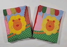 Vintage Noah's Ark Handmade Baby Quilts Set Of 2 Animals Nursery Twin Blankets