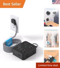 Mountable Power Strip with 15 Ft Cord, 8 Outlets  4 USB Ports for Safe Charging