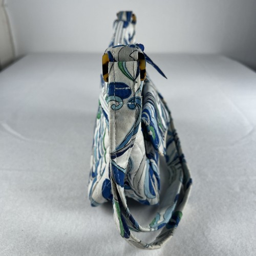 Vera Bradley Mediterranean White Tote Bag Small Blue Green Floral VGC - Picture 14 of 16