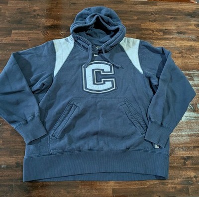 Vintage Nike Team UConn Huskies Hoodie Mens M Center Swoosh Sweatshirt Y2k Blue