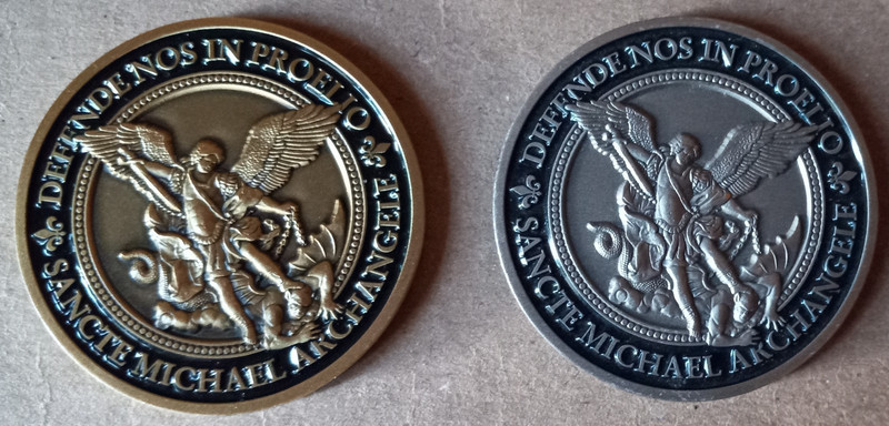 Lot of 2 Religious Coins: Sancte Michael Archangele Defende Nos In Proelio