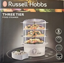 Russell Hobbs Food Steamer 3 Tier with 1L Rice Bowl & 60 Minute Timer - 21140