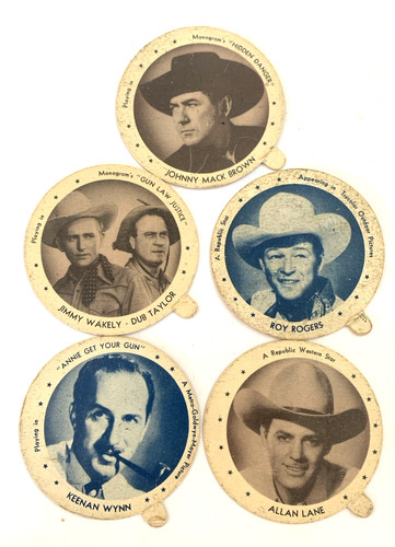 Dixies Johncoxs Ice Cream Cup Dairy Lid Hollywood Lot-5 Movie Stars Actors 1940s