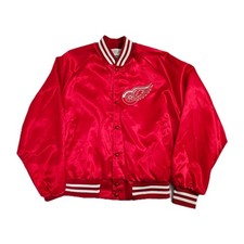 Vintage 90s NHL Detroit Red Wings Chalk Line Satin Bomber Jacket Mens XXL