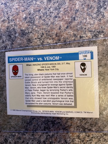 1990 Impel Marvel Universe Card #106 Spider-Man Vs. Venom Rare MINT 🔥 - Picture 6 of 10