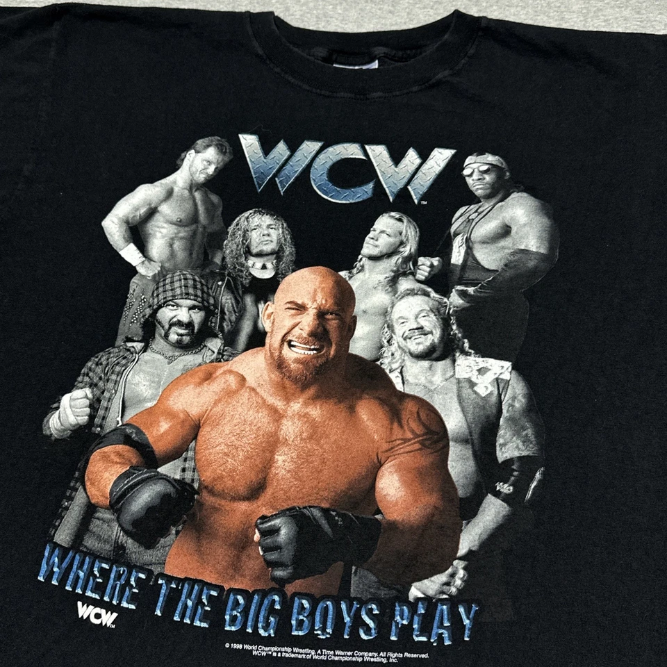 Camiseta de Lucha Libre WCW De Colección Talla Extra Grande Negra Benoit Goldberg DDP Jericho Foto 4 de 4