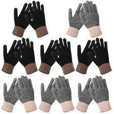 8 Pairs Women's Winter Gloves Warm and Fleece Lining Black, Gray Vintage Style