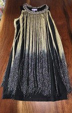 EDEN MINI DRESS BLACK GOLD OMBRÉ STRING FRINGED FLAPPER BOHO GATSBY CLUB RETRO S