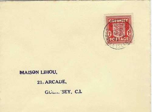 1d Guernsey Red Wartime  1941 shield stamp FDC envelope GVI Era