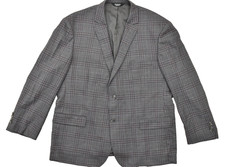 Jos. A. Bank Traveler Men Blazer 50 Regular Grey Plaid 100 Wool 2-Button Jacket