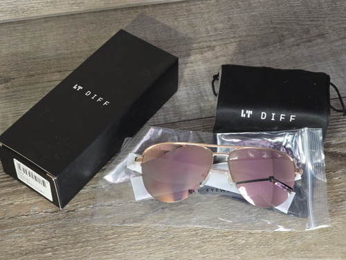 Diff Eyewear AUGUST Champagne Cherry Blossom Mirror Sunglasses RV $89 - Picture 1 of 12