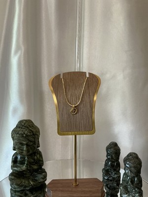 Auth Christian Dior CD Logo Accessory Vintage Pendant Necklace Gold Plated GOOD
