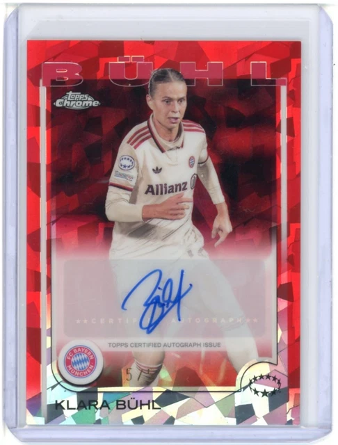 2024-25 TOPPS CHROME UEFA WOMEN'S UCL SAPPHIRE RED AUTO KLARA BUHL /5