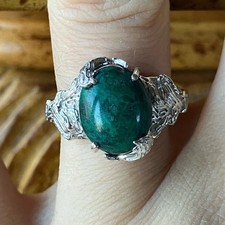 Natural Chrysocolla Sterling Silver Ring Size 6