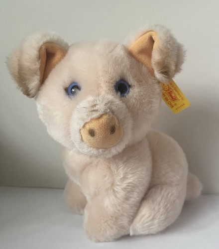 Steiff Knopf im Ohr Schnupftabak Schwein Plüsch 077289 sitzende Ohren gefaltet Made in Germany