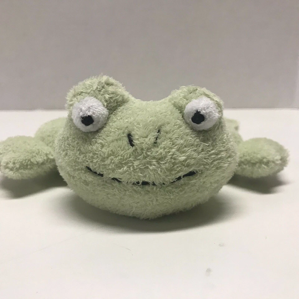 Anillo de peluche Pottery Barn para niños rana verde juguete relleno sonido arrugado Foto 2 de 4