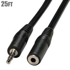 25FT 3.5mm 1/8" AUX Stereo Male to Female Audio Cable Extension Cord Headset MP3