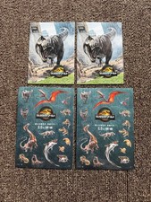 Set of 2 Jurassic World Stickers and 2 Standing T-Rex Cards