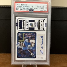 2022 Zenith Contenders Rookie Ticket Rps Preview Jameson Williams #124 PSA 10/10