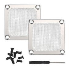 2Pcs 60mm Fan Filter Grills Aluminum Frame Mesh with Accessories, Silver