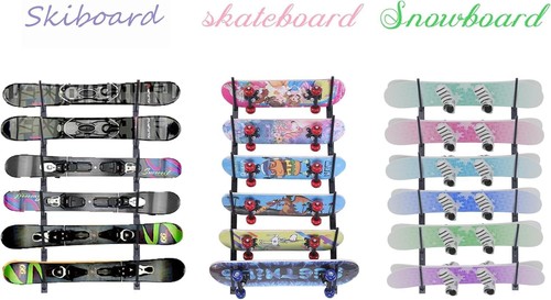 Durable Skateboard Wall Mount - 6-Layer Display Rack for Snowboards & More - Picture 10 of 11
