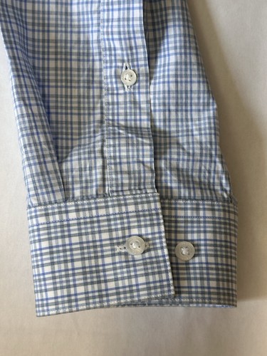 Hugo Boss Blue Plaid Striped Dress Shirt Modern Fit Size 34/35 Neck 17 - Picture 8 of 17