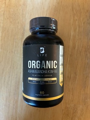 BLife Organic Ashwagandha Supplement KSM-66 Stress & Mood 60ct Platinum Series