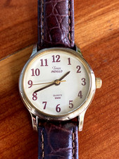Women Timex Indiglo Watch Gold Tone Dial Lights Leather Band New Battery Works