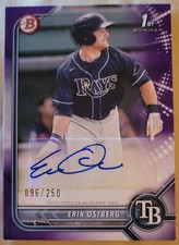 2022 Bowman Erik Ostberg 1st #PPA-EO Purple Auto 096 /250 Tampa Bay Rays Rc